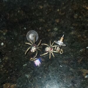 Betsey Johnson Spider Earrings with Rhinestones